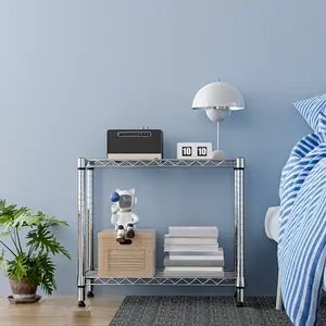 M MZG 220 lbs 2-Tier Storage Rack Metal Shelving Unit Adjustable Steel Organizer for Laundry Bathroom Kitchen Pantry Closet Black Chrome 11.8" x 27.6" x 23.4" NSF Certified Eco Friendly