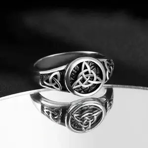 Celtic knot ring alloy distressed trinity ring witch amulet index finger ring
