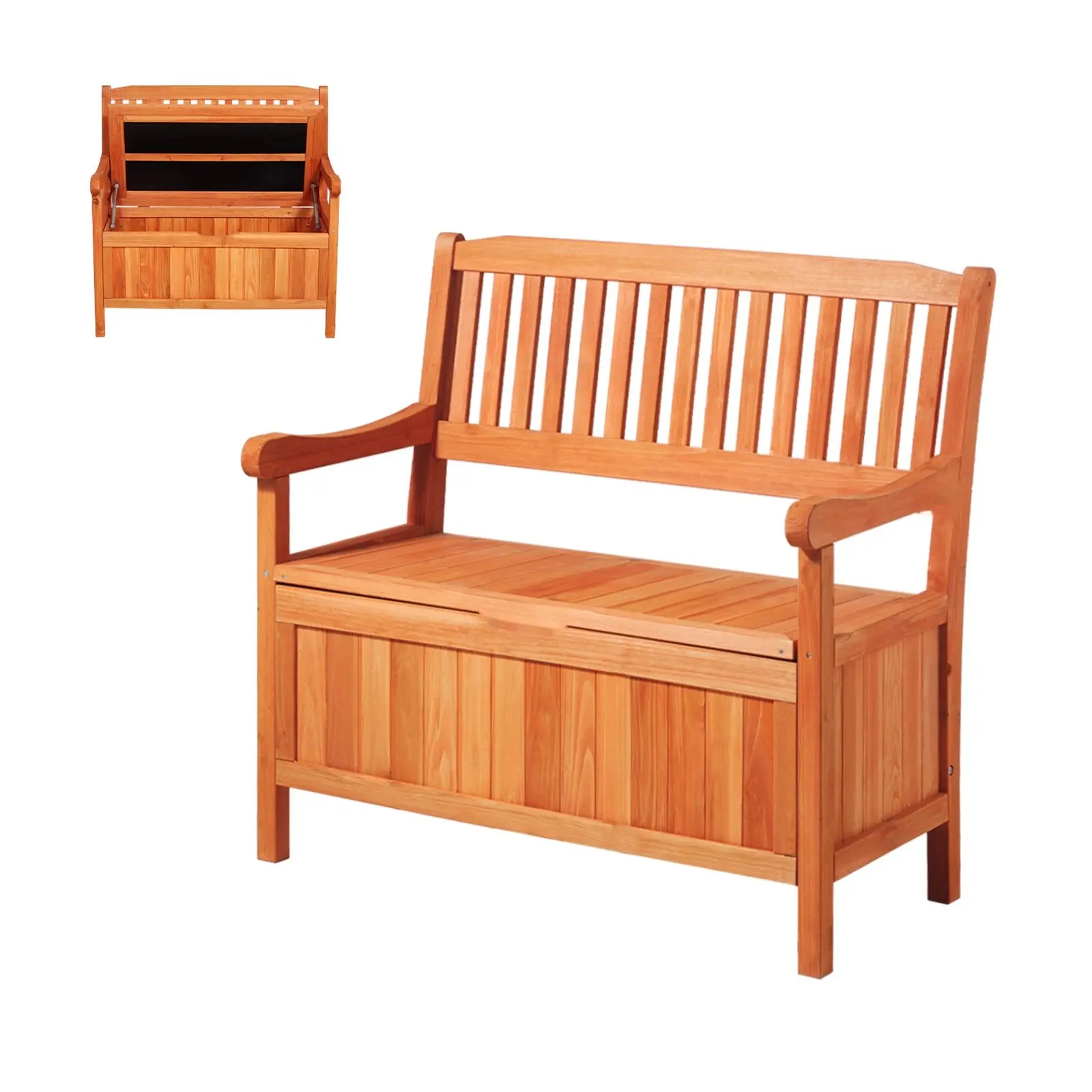 33 Gallon Outdoor Wood Storage Bench Deck Box Waterproof, Weatherproof Patio Storage Seating For Two, All-Weather Garden Bench With Lid For Deck, Yard, And Patio Organization For Durable Outdoor Storage And Seating