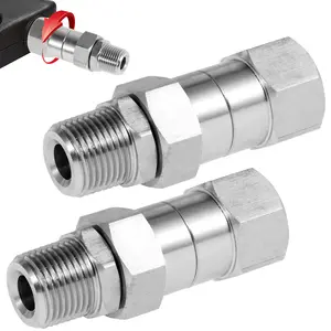 2Pcs Pressure Washer Swivel Fitting, 3/8" NPT Stainless Steel 360° Rotating Hose Connector - Anti-Kink Male to Female Joint, 5000PSI Max for Hot/Cold Water, High Pressure Washer Accessory