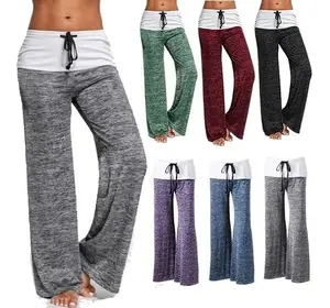 Women’s Cozy Pajama Pants Wide Leg Sweatpants Lounge Bottoms High Waist Drawstring Relaxed Fit PJ Trousers Comfy Sleepwear Casual Loose Fit Palazzo Style Soft Knit Loungewear Home Pants