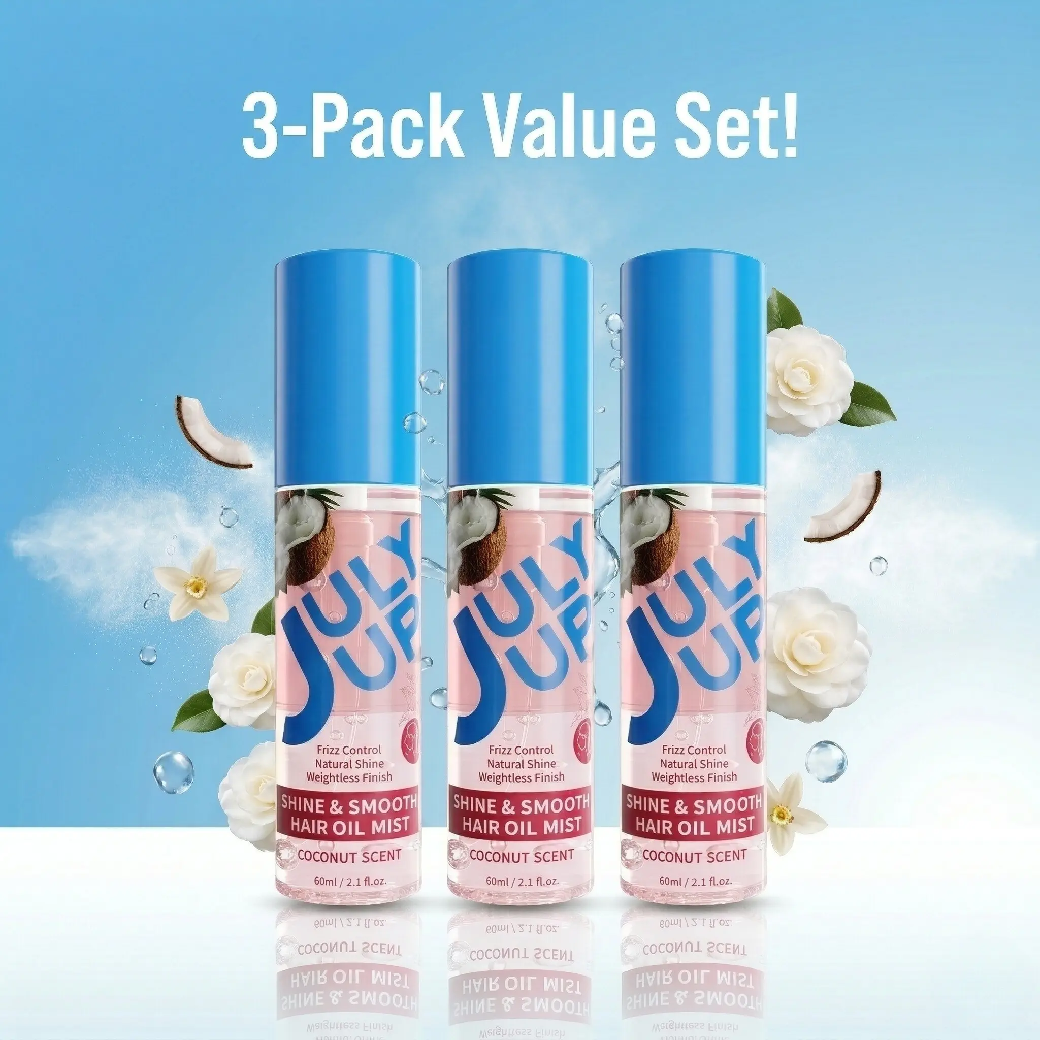 [3 Pack Value ] Weightless Bi-Phase Hair Oil Mist | Non-Greasy Leave-In Conditioner Spray | Instant Frizz Control hairspray gloss Vitality Repair