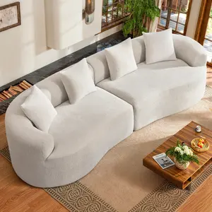 【Shipped in two separate packages】110” Modern Curved Sofa,Oversized Couch for Living Room,Cloud Couch with Boneless Couchs,Modular Sectional Sofa with Deep Seat,No Assembly Required,Beige