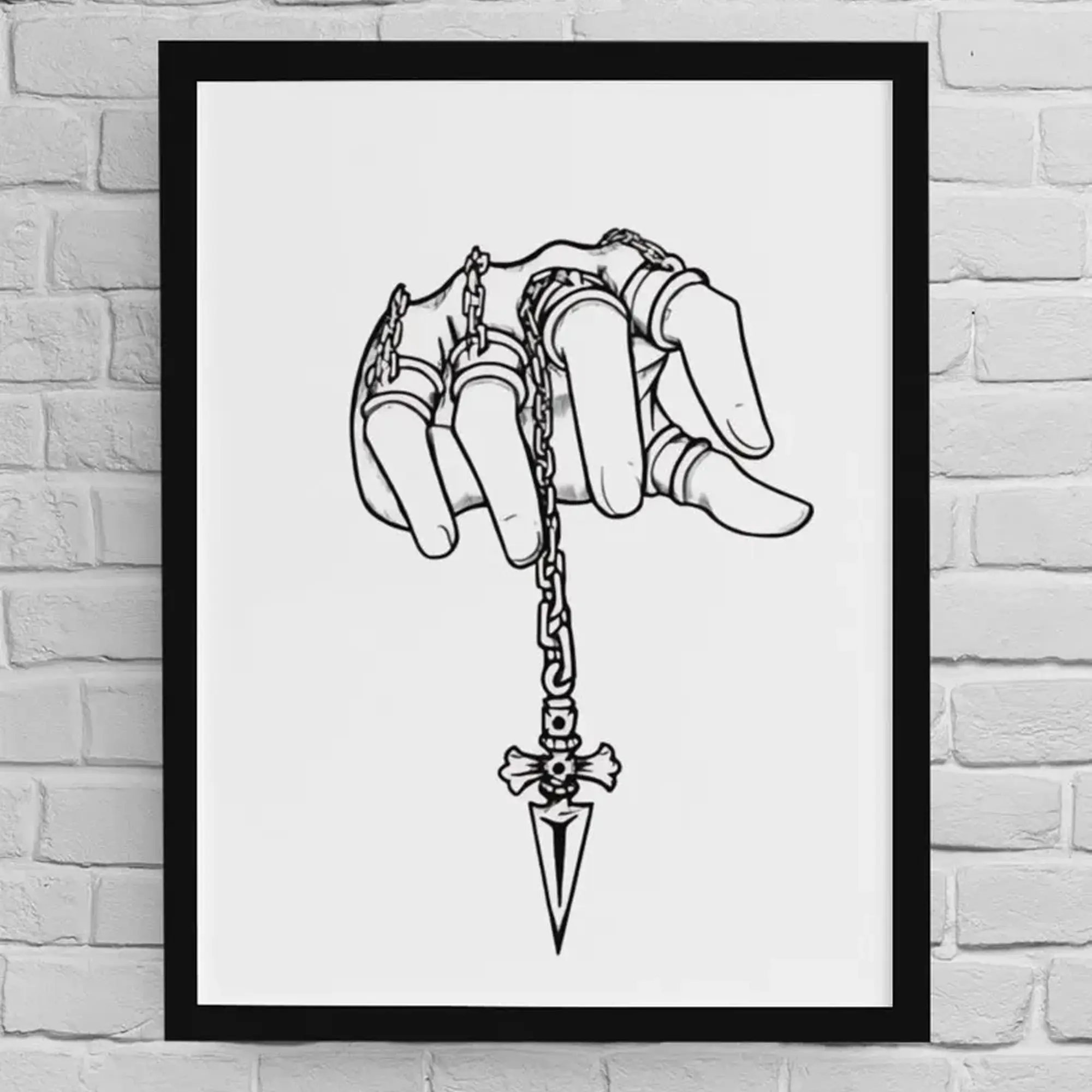 Kurapika Poster, Chain Hand Anime-Inspired Poster, Hunter x Hunter Anime Art, Gothic Dagger Pendant Print, Wall Decor for Manga Fans