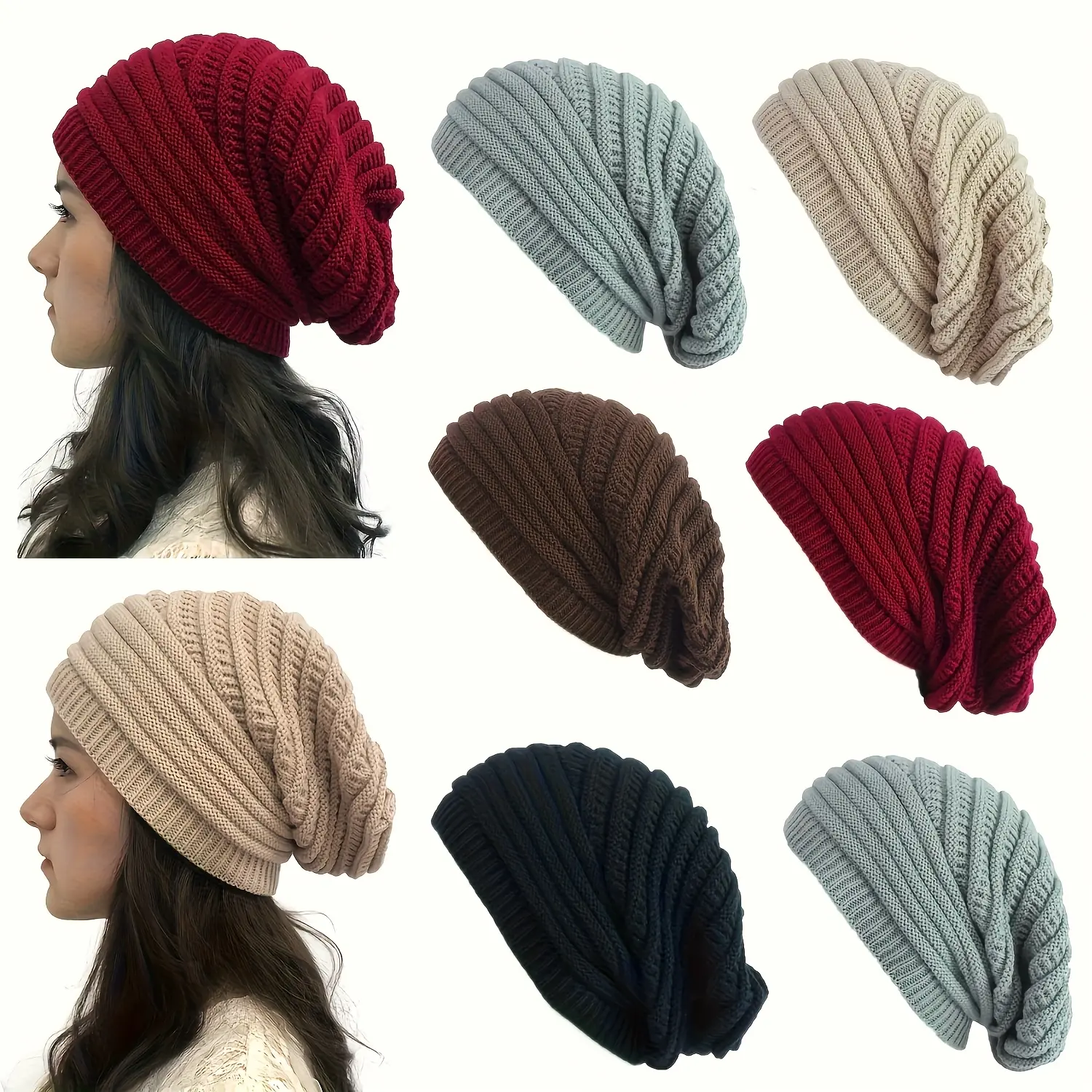 Women'S Elastic Winter Beanie - Lightweight Warm Hat with Ear Protection, Soft Stretchy Winter Cap for Skiing, Travel, Cold Weather - Beige/Red/Charcoal Black/Khaki - Hand Washable Winter Accessories, Skiing Gear, Cozy Design, Comfortable Fit
