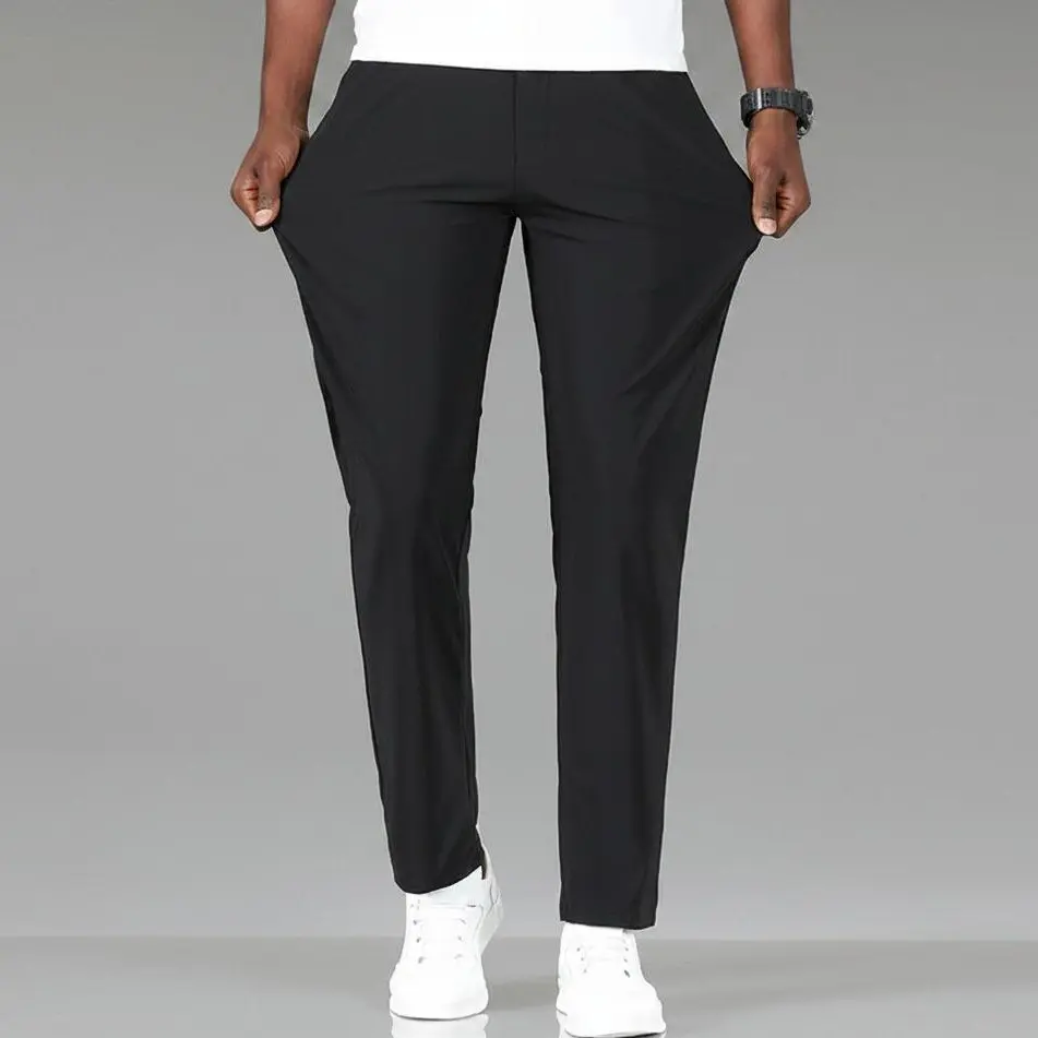 Summer men’s lightweight pants, available in multiple colors; cool-touch stretch, wrinkle-free; golf trousers; business casual/smart casual; straight cut; fashionable, high-end; suitable for commuting; versatile basic piece; resists wrinkles, drapes smoot