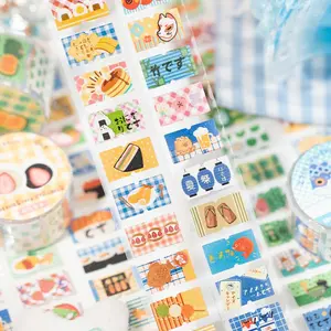 Food Themed Washi Tape, 1 Roll/bag Cute Japanese Style Food Pattern Label Die Cut Tape, Decorative Craft Tape for DIY Scrapbooking, Journaling, Gift Wrapping, Scrapbook Materials