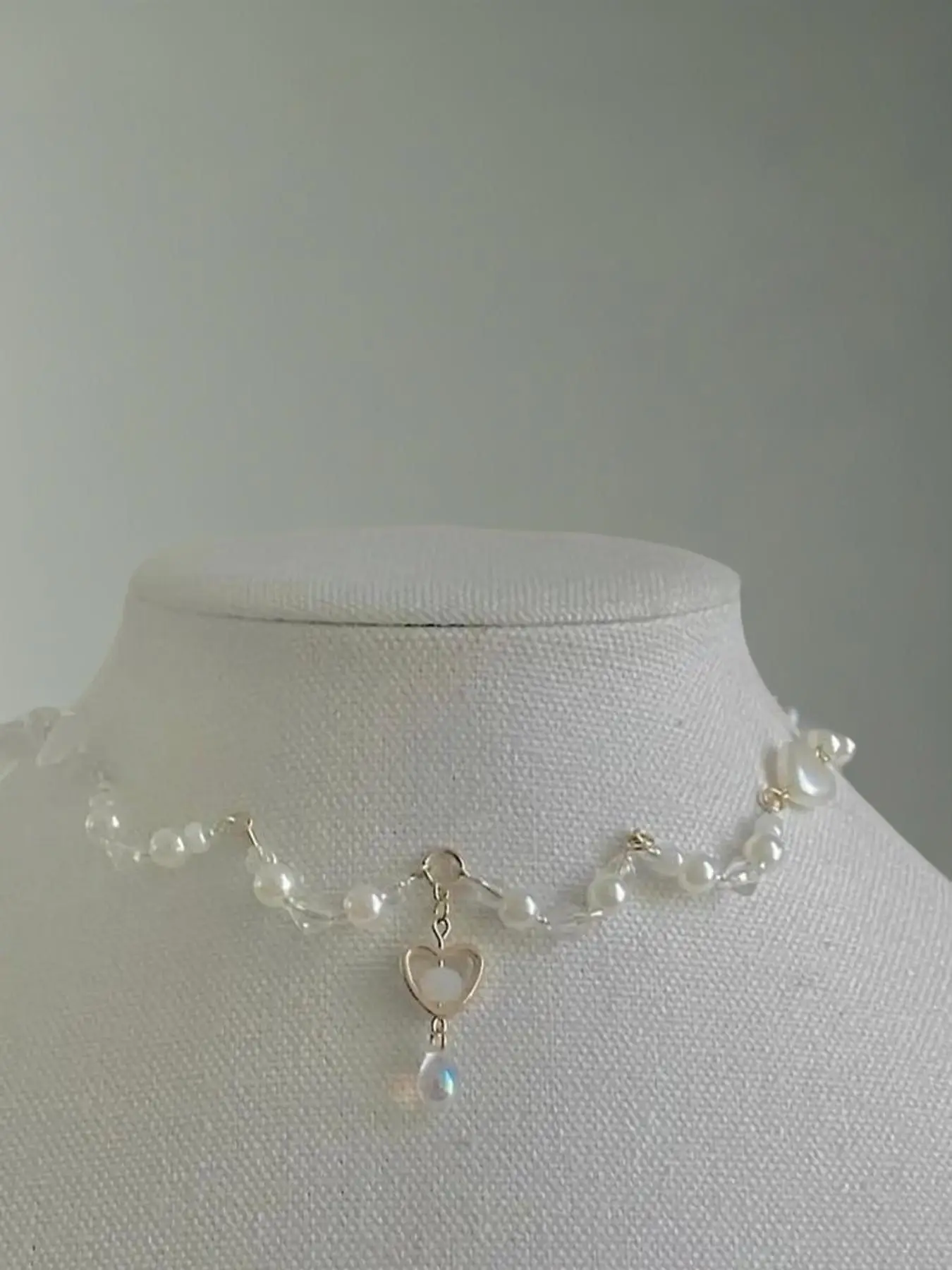 Faux Pearl Decorative Hear Detail Pendent Necklace for Women for Gift, Y2k Style Clavicle Chain Necklace, Fashion Matching Dainty Accessory