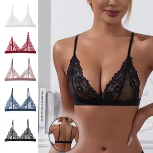 French-style lace bralette for women, sexy, no underwire, no padding, new thin strapless bra for girls, breathable