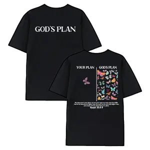100% Premium Cotton T-shirt Men's Loose-Fitting Christian Pattern T-Shirt - Retro Cotton Street T-Shirt, Religious Bible Text Top