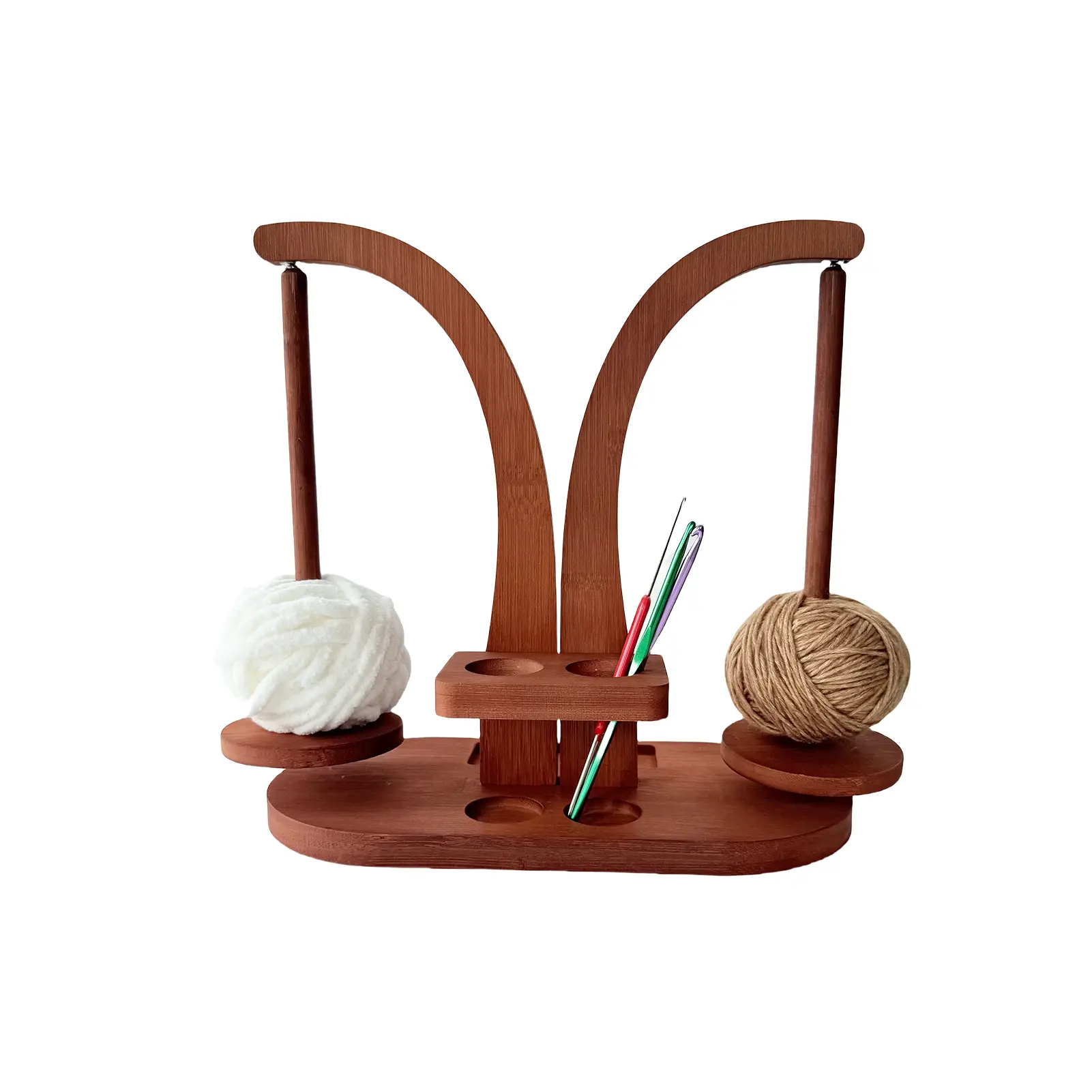 Wooden Yarn Winder, Yarn Holder for Crocheting and Knitting, Magnetic Rotating Double Spindles Spinner Crochet Tool for Women
