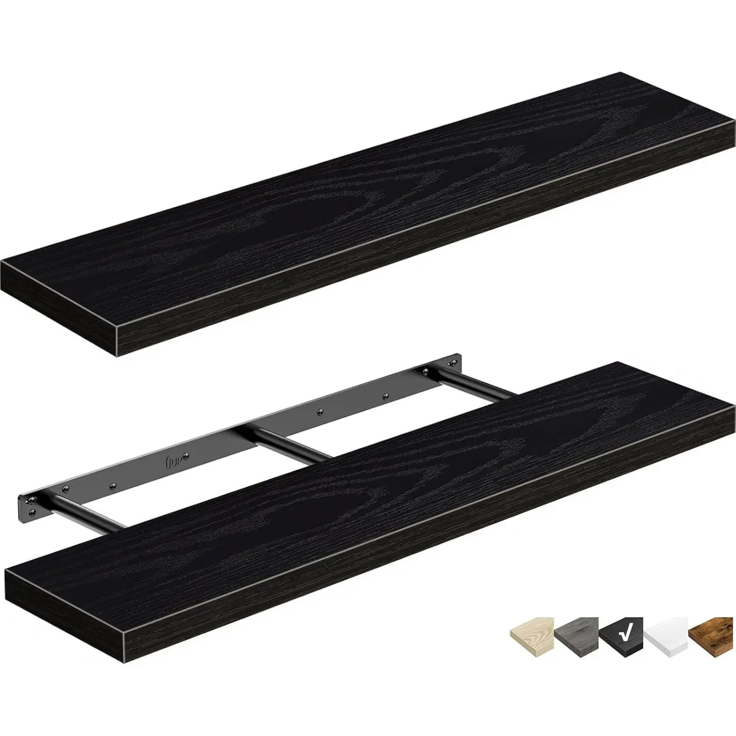 Bathroom Shelves 36 inches Long Floating Shelf for Wall 36 x 9 inch Set of 2, Black (008-90B)