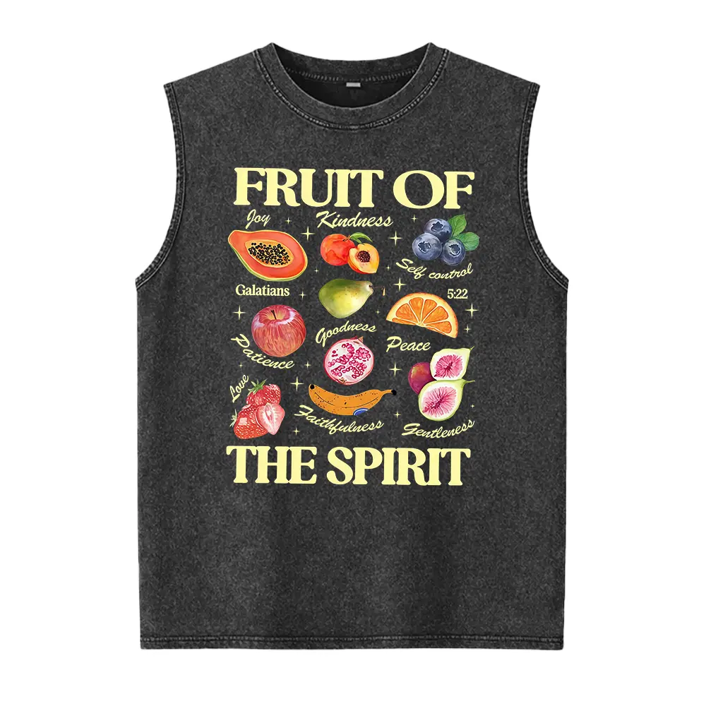 Fruit of the Spirit Washed Vest, Christian , Bible Verse , Christian Gift, Trendy Farmer's Market , Jesus Faith  Casual Smooth