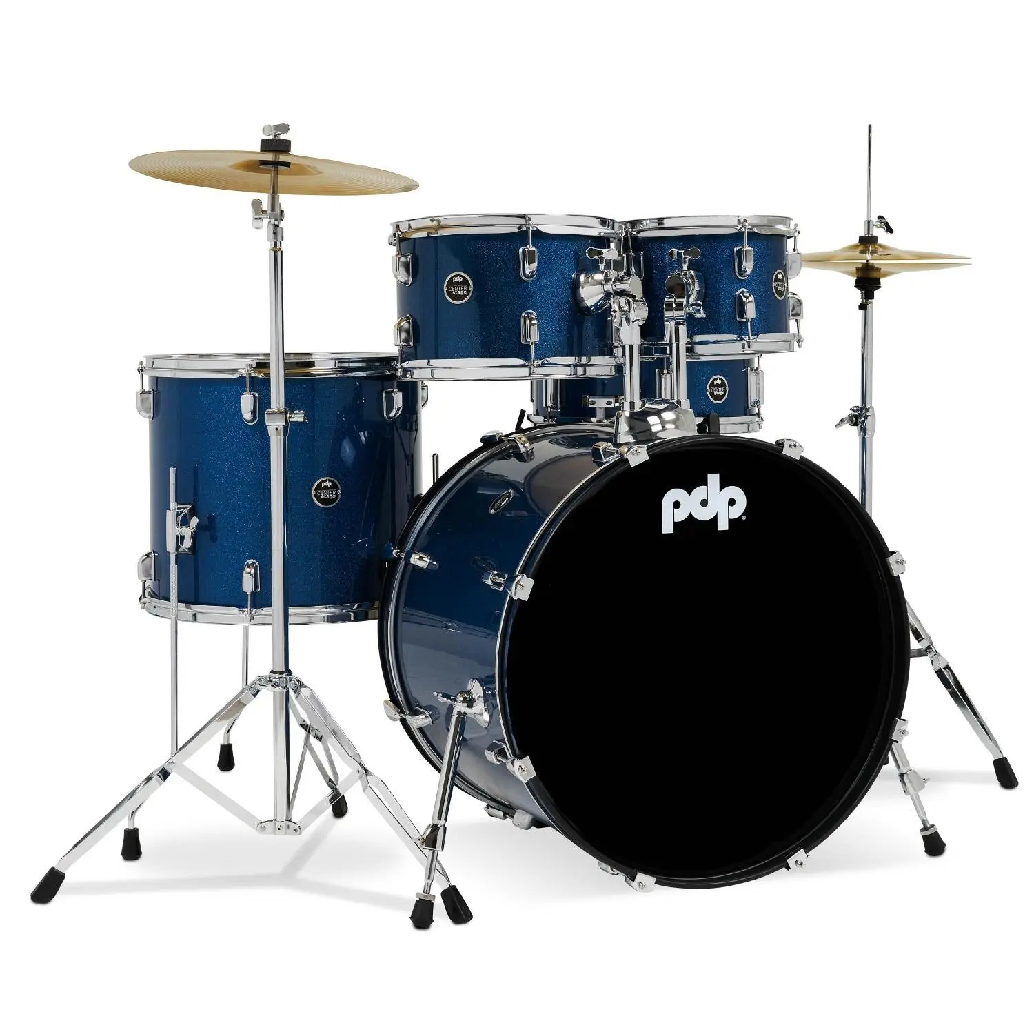 PDP CenterStage 5pc Complete Rock Drum Set Royal Blue Sparkle w/Hw & Cymbals