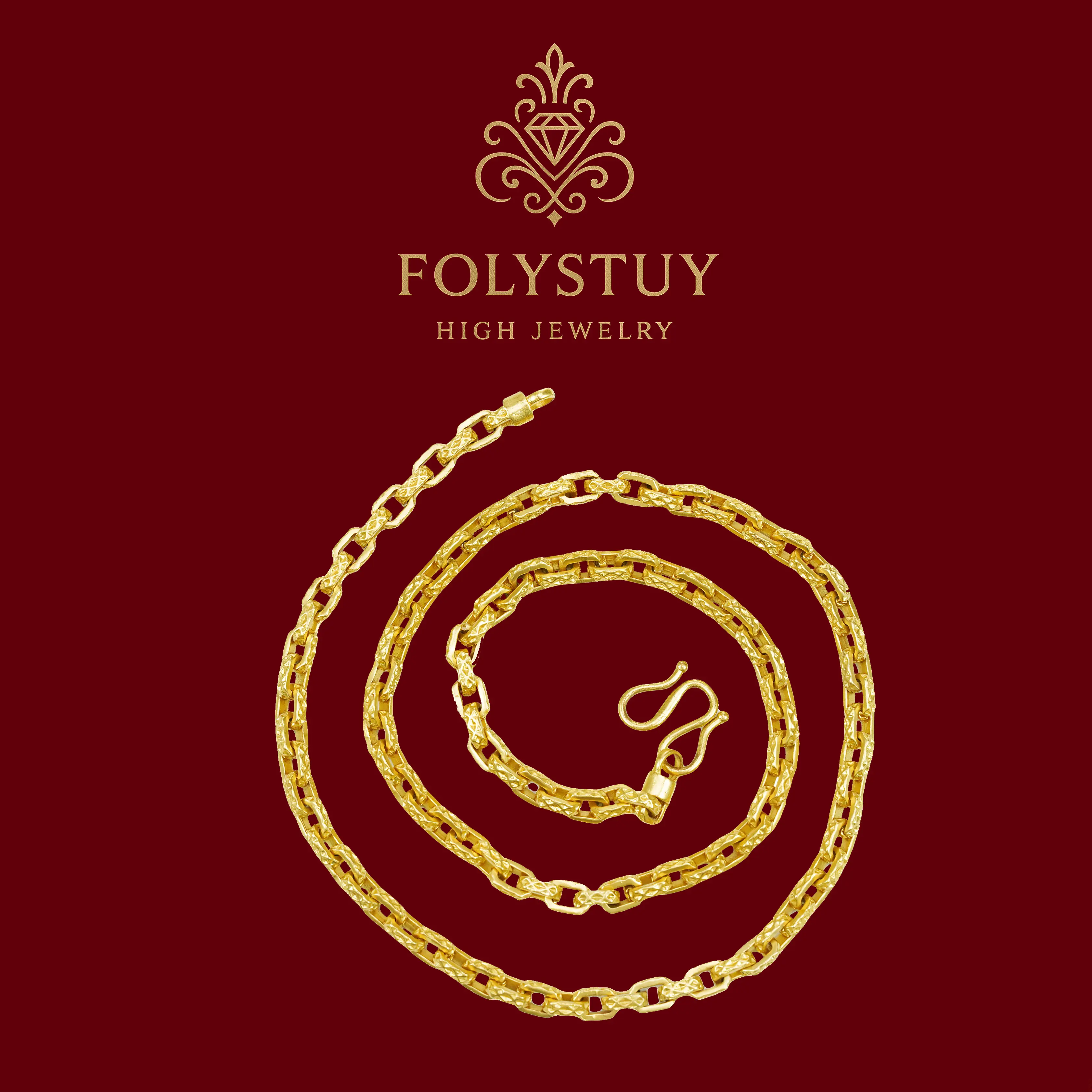 [27.5inch by 7mm O-link Necklace] FOLYSTUY (YNY02) O-link Necklace Unisex Fashion Bracelet for Women or Men with Elegant Design