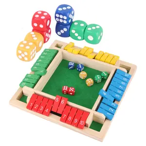 Hatwoo 8.7in Shut the Box Dice Game, Classic 4-Player Wooden Flip Board Game with 10 Numbers, Family Friends Internative Tabletop Game for Party Birthday Leisure Time, Strategy Game Number Learning