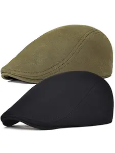 2Pack Men's Flat Cap Gatsby Newsboy Lvy Irish Hats Driving Cabbie Hunting Cap Flat Design Hat