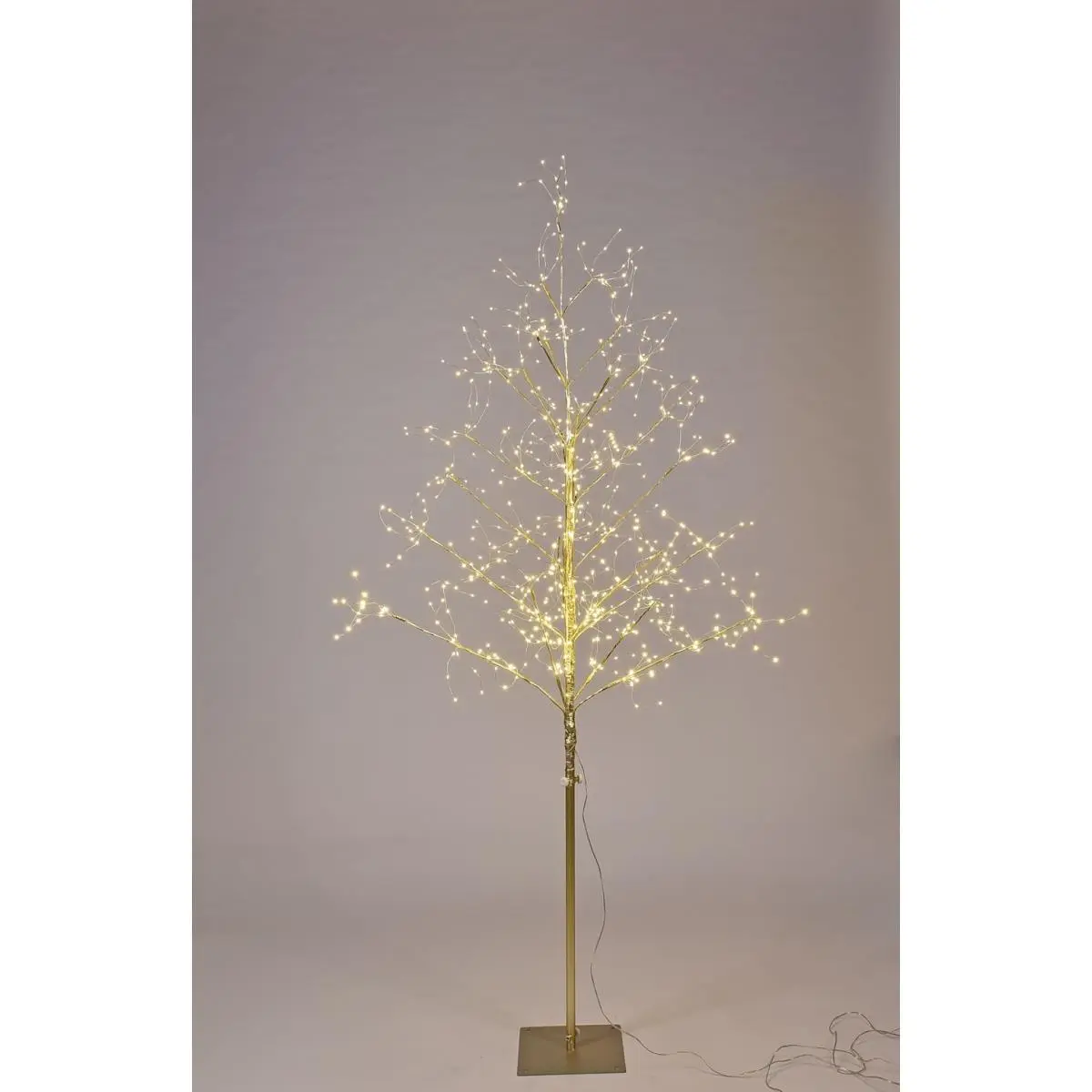 212 MAIN 5 ft LED Branch Christmas Tree - Gold Branches, Warm White LED Lights, Ornaments-Included, 5V Voltage, 10 lbs, Indoor Safe Decorative Festive Home Decoration Supply