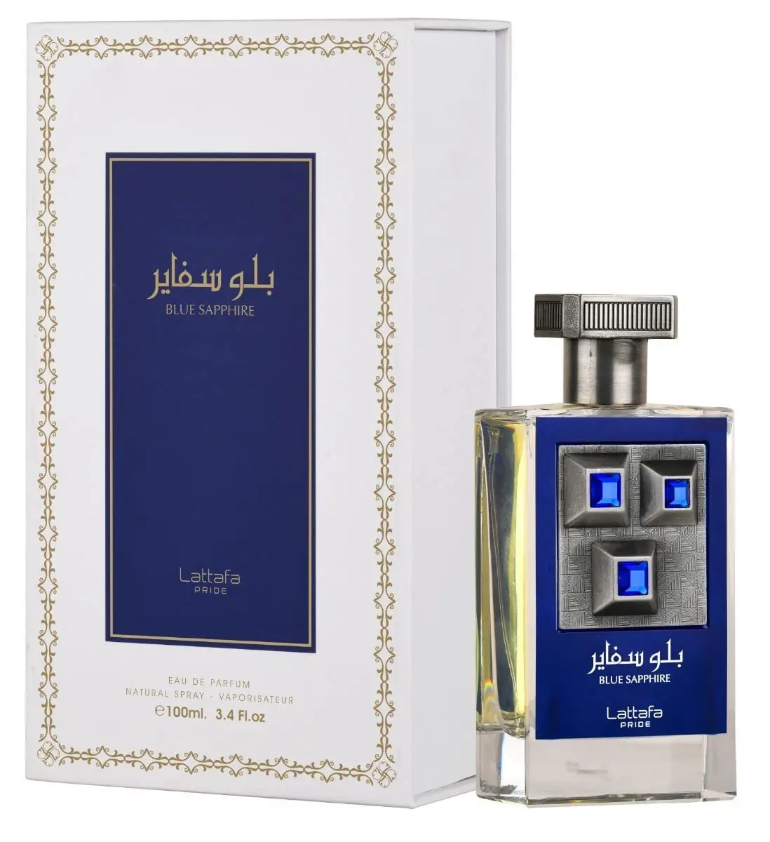 Lattafa Blue Sapphire Eau De Parfum Spray for Unisex 3.4 Ounce - Bold Modern Fragrance with Citrus Spices & Cedarwood Notes Great Scent