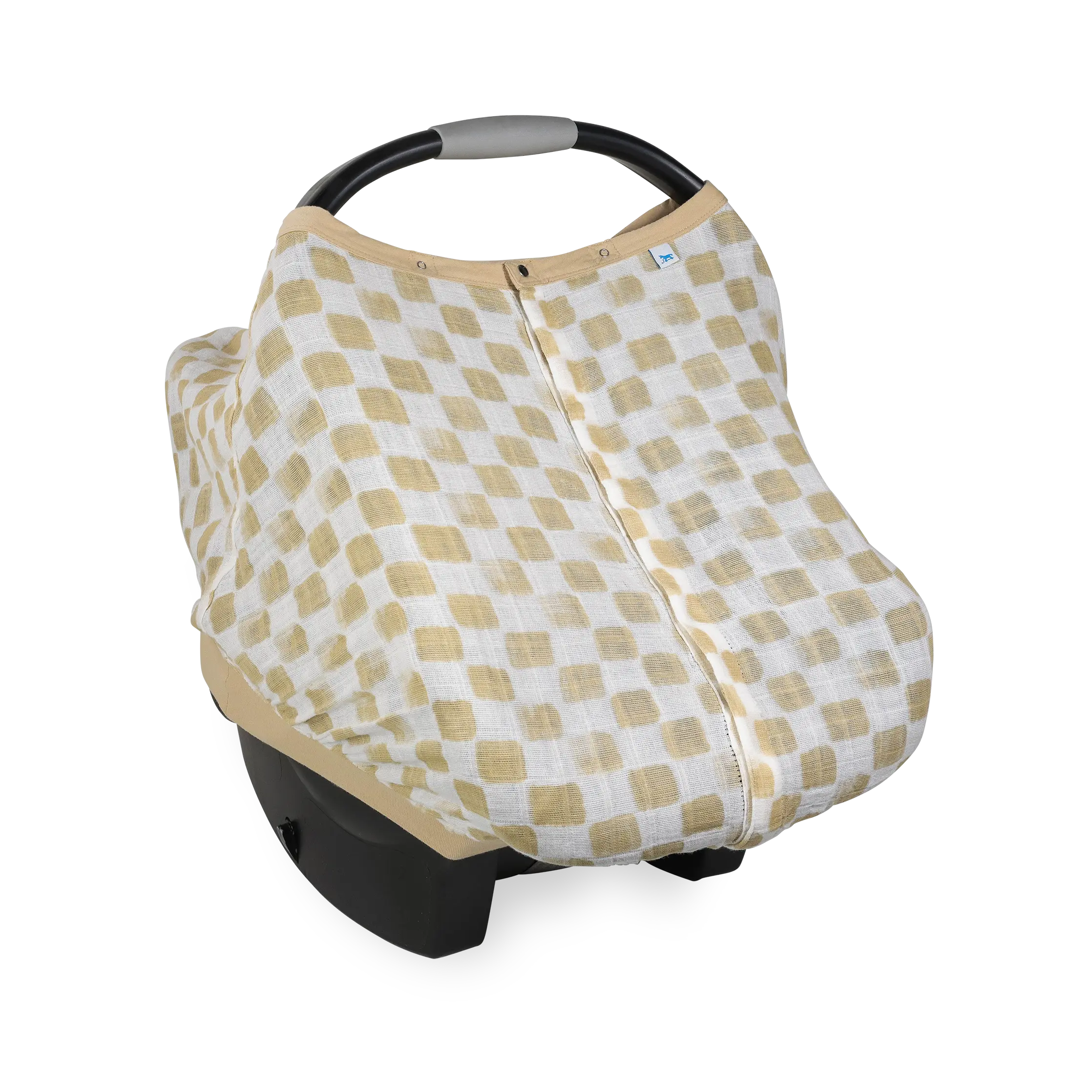 Cotton Muslin Car Seat Canopy - Adobe Checker