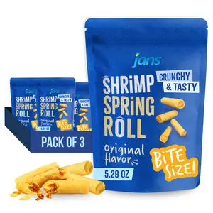 Jans Crispy Asian Snacks Bites, 5.29 oz Resealable Snack Bag (3-Pack, Shrimp Spring Roll)