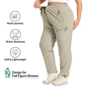 baleaf Plus Size Pants for Women Soft Hiking Cargo Pants Water Resistant UPF50+ Cargo Joggers Zipper Pockets Home Lounge Outdoor Scrub Pants
