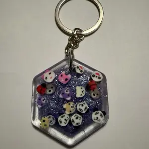 Super Cute Animal Keychain with Colorful Characters and Glittery Design