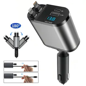 Retractable Car Charger, 4 in 1 Fast Charging Car Charger with 66W Cars Adapter & USB-C, fits for iPhone 17/16/15/14/13/12/11,Galaxy,Pixel, Car Accessories for Men Women Drivers,Car Accessories for Valentines Day Gifts for him Her Birthday Gifts 2026