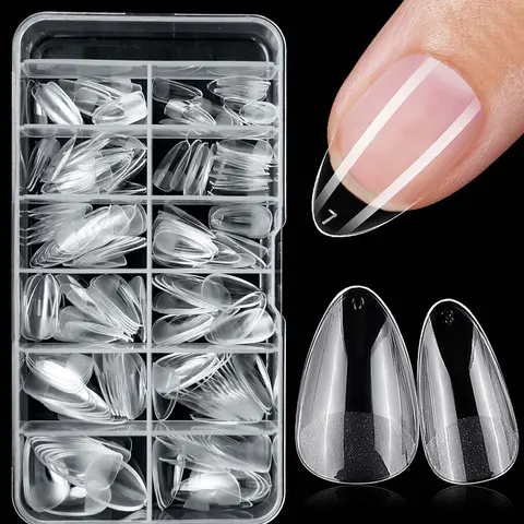 Short Almond Fake Nail Tips, 240pcs/box Clear Fake Nails for Nail Salon, Nail Extension, Press on Nails Making, Professional Manicure Accessories, Nail Extension Kit, False Nail