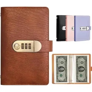 100 Transparent Pockets Currency Album - Top-Grade PU Leather with Password Lock, Banknote Collection Binder for Collectibles, Easy Viewing Holders to Organize and Display Currency, Gift-Ready Accounting Supplies