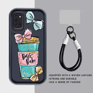 Bow Adorned Cup Pattern suit lanyard phone Suitable For Samsung Galaxy A31 Case is suitable For Galaxy A31 with TPU Shock proof design perfect for popular