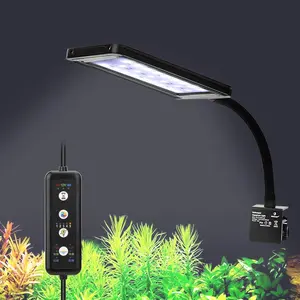 Clip  Aquarium LED Light, 24/7 Mode Full  Fish  Light with Timer, Adjustable 8 Color / 5 Brightness Simulate Sunrise-Day-Sunset-Moon for 7.87-12.99 inch Planted  9W