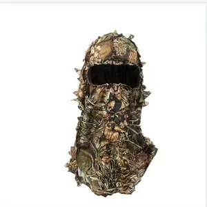 3D Leafy Camouflage Jili Head Cover Mask - Suitable for Outdoor Games and Halloween Costumes