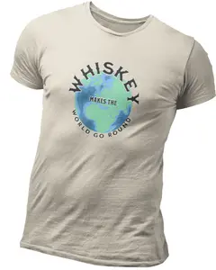 Whiskey Makes the World Go Round Unisex T-Shirt Gildan 64000 100% Cotton Soft Style Crew Neck Short Sleeve Plain T-Shirt