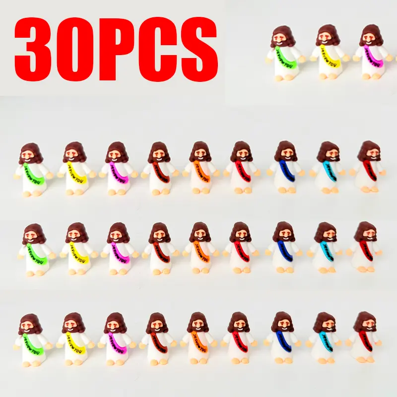30 Pack Tiny Jesus Statues, Cute Jesus Toys for Religious Gifts, Baptism Favors & Church Activities