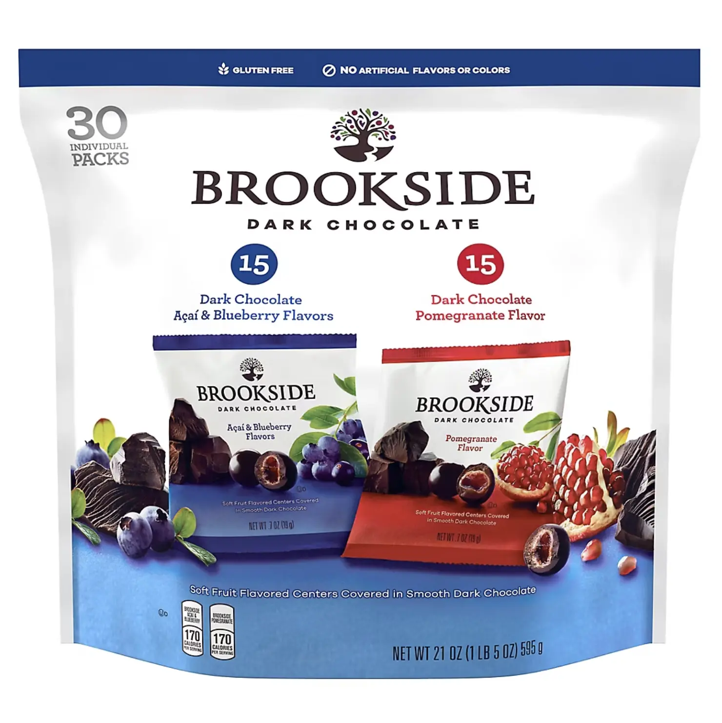 Brookside Dark Chocolate Variety Pack Açaí & Blueberry and Pomegranate 0.7 oz 30 pk Brookside Dark Chocolate Variety Pack Açaí & Blueberry and Pomegranate 0.7 oz 30 pk