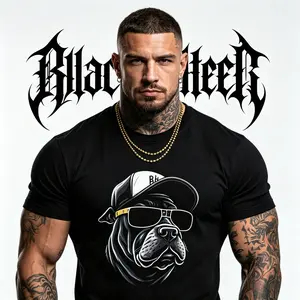 Hip Hop Pitbull In Hoodie With Cap Sunglasses Graphic T Shirt Retro Streetwear Tee For Fans Cool Dog With Gold Chains Casual Top