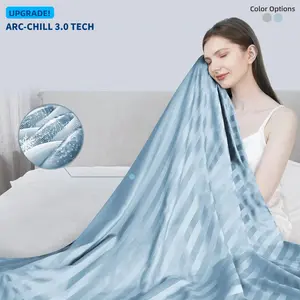 Elegear Striped Cooling Blanket Twin-Absorbs Heat to Keep You Cool for Night Sweats, Double-Sided Arc-Chill 3.0 Fiber (Q-Max > 0.5)Summer Cold Blanket