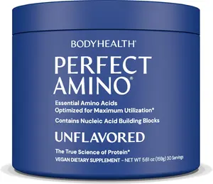 BodyHealth PerfectAmino - BCAA and EAA Powder for Pre and Post Workout - Amino Acid Energy Drink for Men and Women to Support Lean Muscle and Recovery - Unflavored (Lightly Sweetened) - 30 Servings