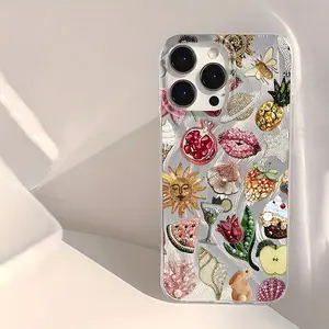 Fashion personalized sea case and planetary flower print pattern mobile phone case, non-slip and shockproof feather laser mobile phone case, suitable for iPhone16promax, 16 15Pro 14PLUS 13 12Pro 11 Pro Max X XSMAX