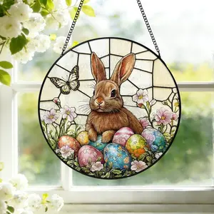 Easter Rabbit Stained Glass Suncatcher Bunny Window Hanging Easter Suncatcher Rabbit Home Decor Rabbit Art Rabbit Lovers Easter Gift