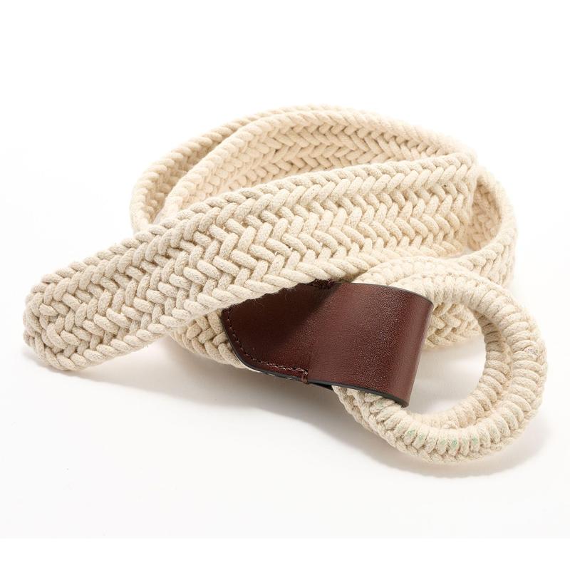 Complliments Braided Rope Belt With Leather Trim