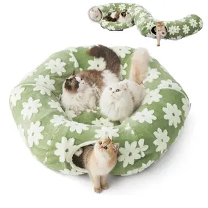 Cat Tunnel Bed with Soft Cushion, Cat Toys for Indoor Cats Enhance Bonding Between Pets and Owners, Encourage Exploration, and Satisfy Natural Instincts for Kittens, Dogs, and Rabbits