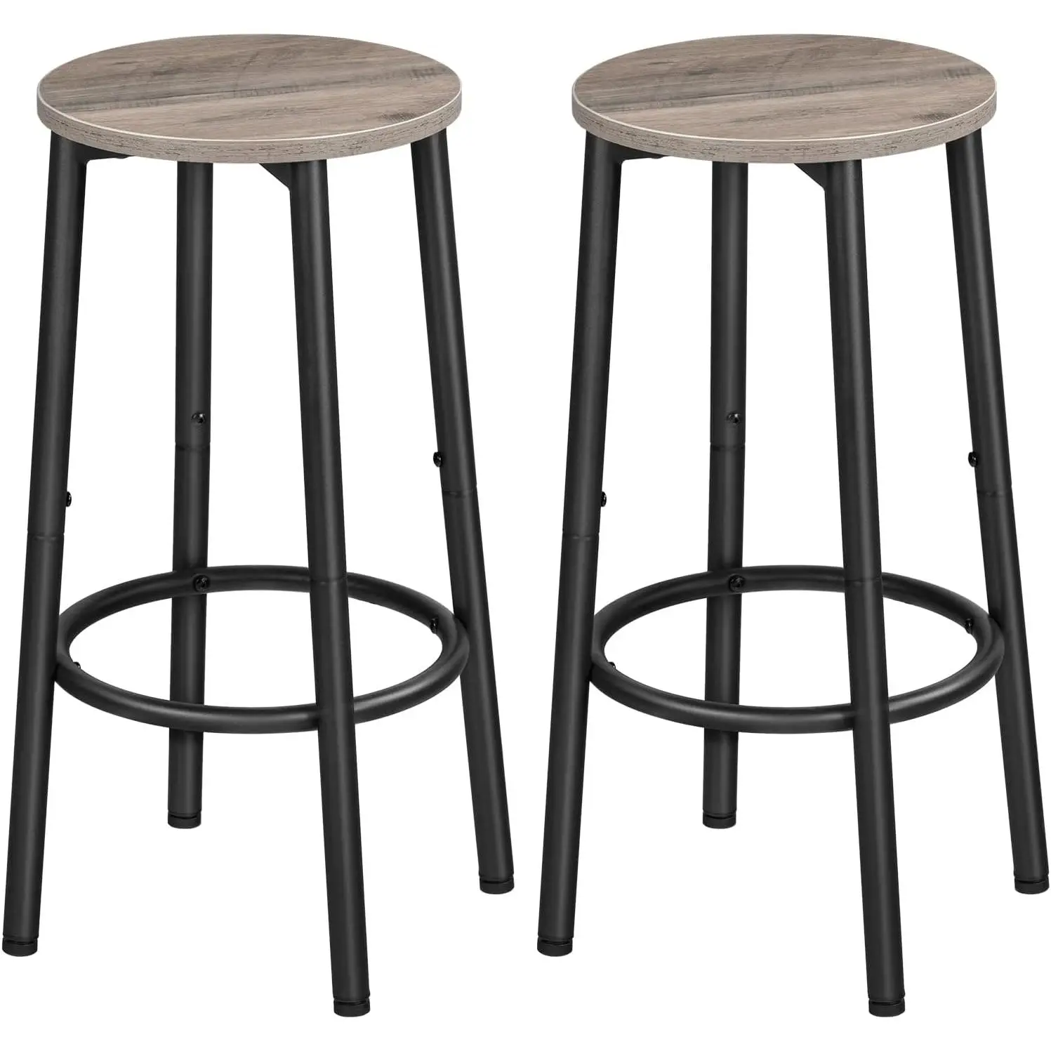 Bar Stools, Set of 2 Bar Chairs, Kitchen Round Height Stools with Footrest, Breakfast Bar Stools, Sturdy Steel Frame, for Dining Room, Kitchen, Party, Easy Assembly, Greige BG03BY01