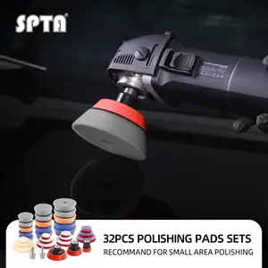 SPTA PT104 Detailing Polishing Pads Car Detailing Kit Vehicle Buffing Pads Preserving Wax & Polishing Pads Paint Polishing Applicator (32Pcs) For mini Polisher