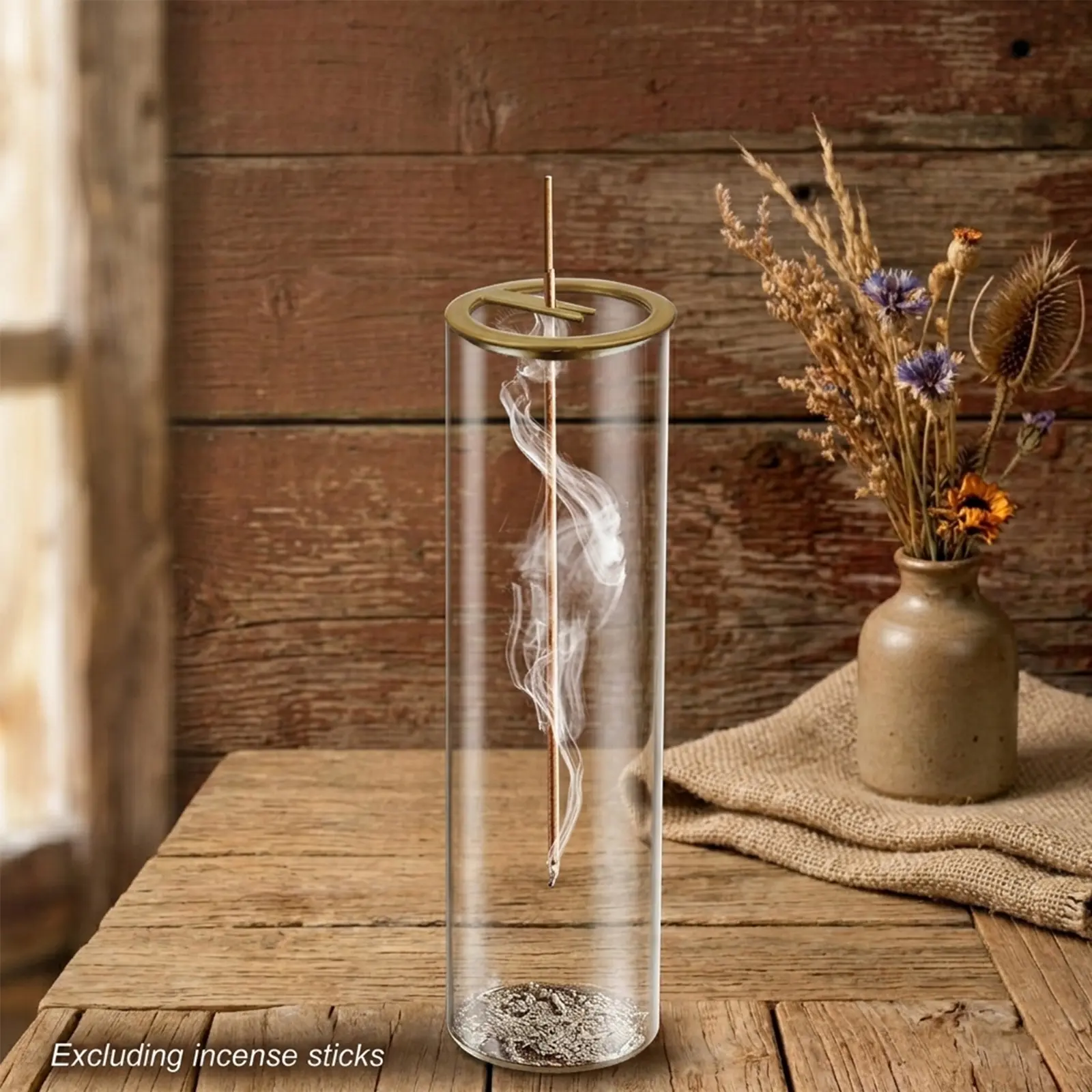 Incense Holder for Sticks [Anti-Ash Flying], Modern Insence-Stick Burner Holder with Removable Glass Ash Catcher, for Home Decor Yoga Meditation