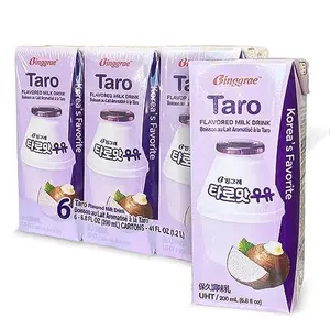 Binggrae Taro Flavored Milk Drink – Sweet and Creamy Korean Beverage – Shelf-Stable 6.8 fl oz Cartons – Pack of 6