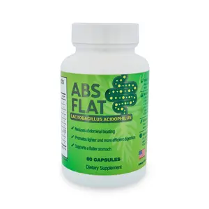 ABS FLAT Lactobacillus Acidophilus 60 Capsules for Bloating Relief & Efficient Digestion with Papaya & Bromelain Enzymes