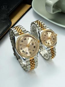 couple watch set, fashion rhinestone decorated analog quartz watch for women & men, trendy all-match & exquisite watch set for birthday gift, with box watches for women valentine's day, gift for her luxury watches for men,  watches for women