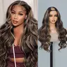 Recool Hair U Part Highlight Balayage/Brown Wig Human Hair Body Wave/Straight Wig 180% Density Colored Wigs for Women Real Scalp Beginner Friendly Elastic Drawstring